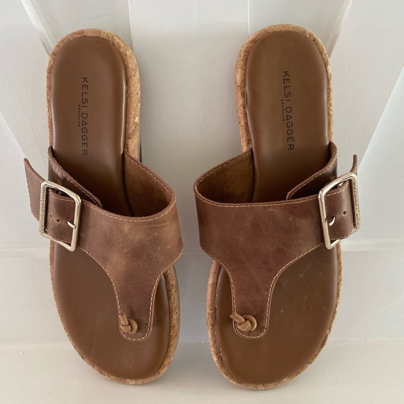 Kelsi Dagger New Brown Anthropologie Sandals size 9 Bohemian Soft Cork Bottoms - Picture 5 of 8